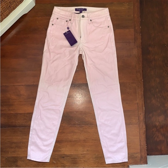 Ralph Lauren Collection 400 Matchstick Foiled Jean in Summer Pink - Picture 2 of 16